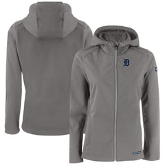 Gray Detroit Tigers Cutter & Buck Women's Evoke Eco Softshell Recycled Full-Zip Jacket