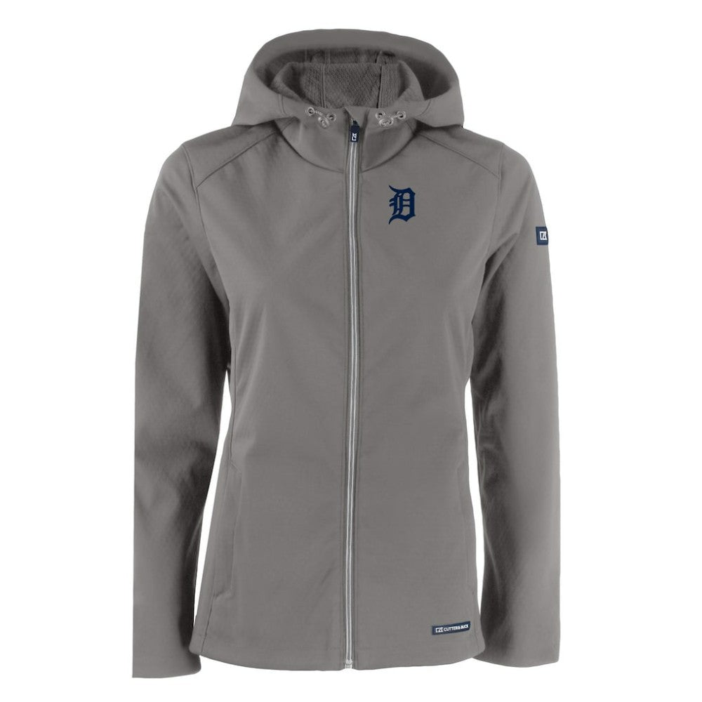 Gray Detroit Tigers Cutter & Buck Women's Evoke Eco Softshell Recycled Full-Zip Jacket