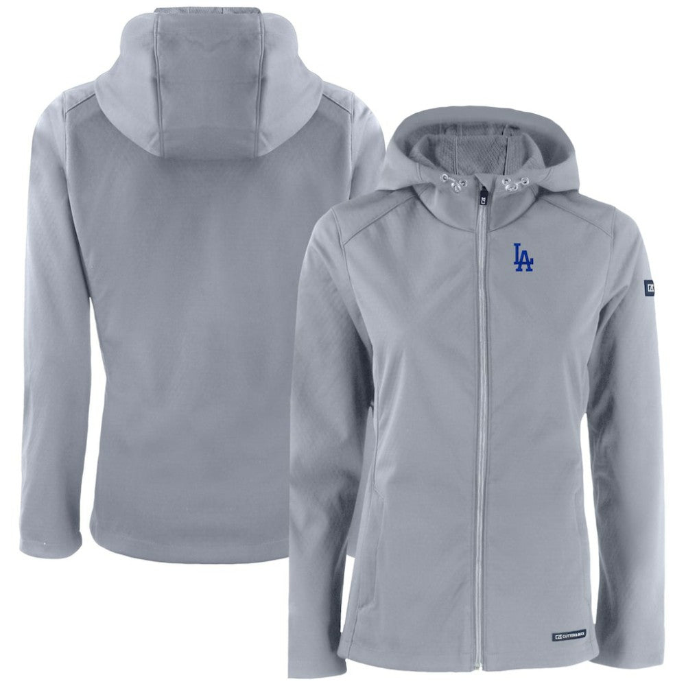 Gray Los Angeles Dodgers Cutter & Buck Women's Evoke Eco Softshell Recycled Full-Zip Jacket