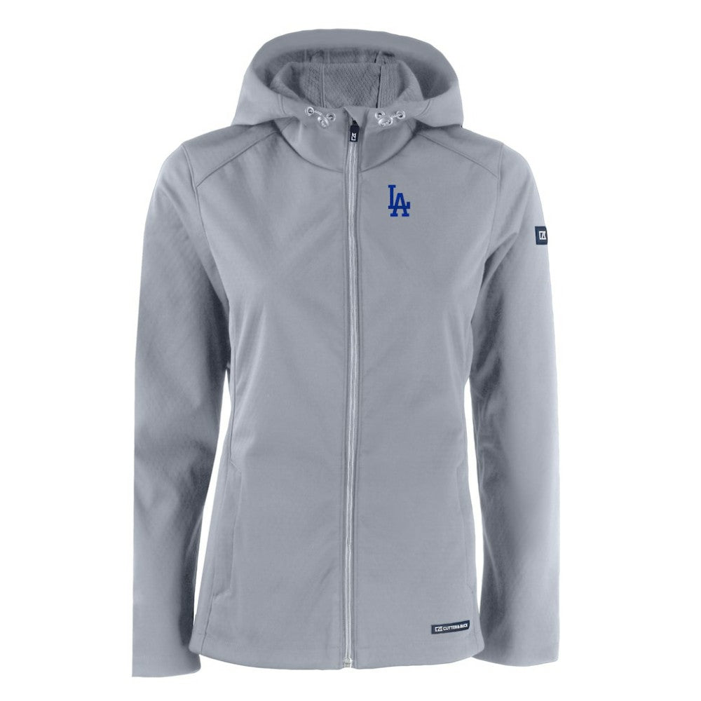Gray Los Angeles Dodgers Cutter & Buck Women's Evoke Eco Softshell Recycled Full-Zip Jacket
