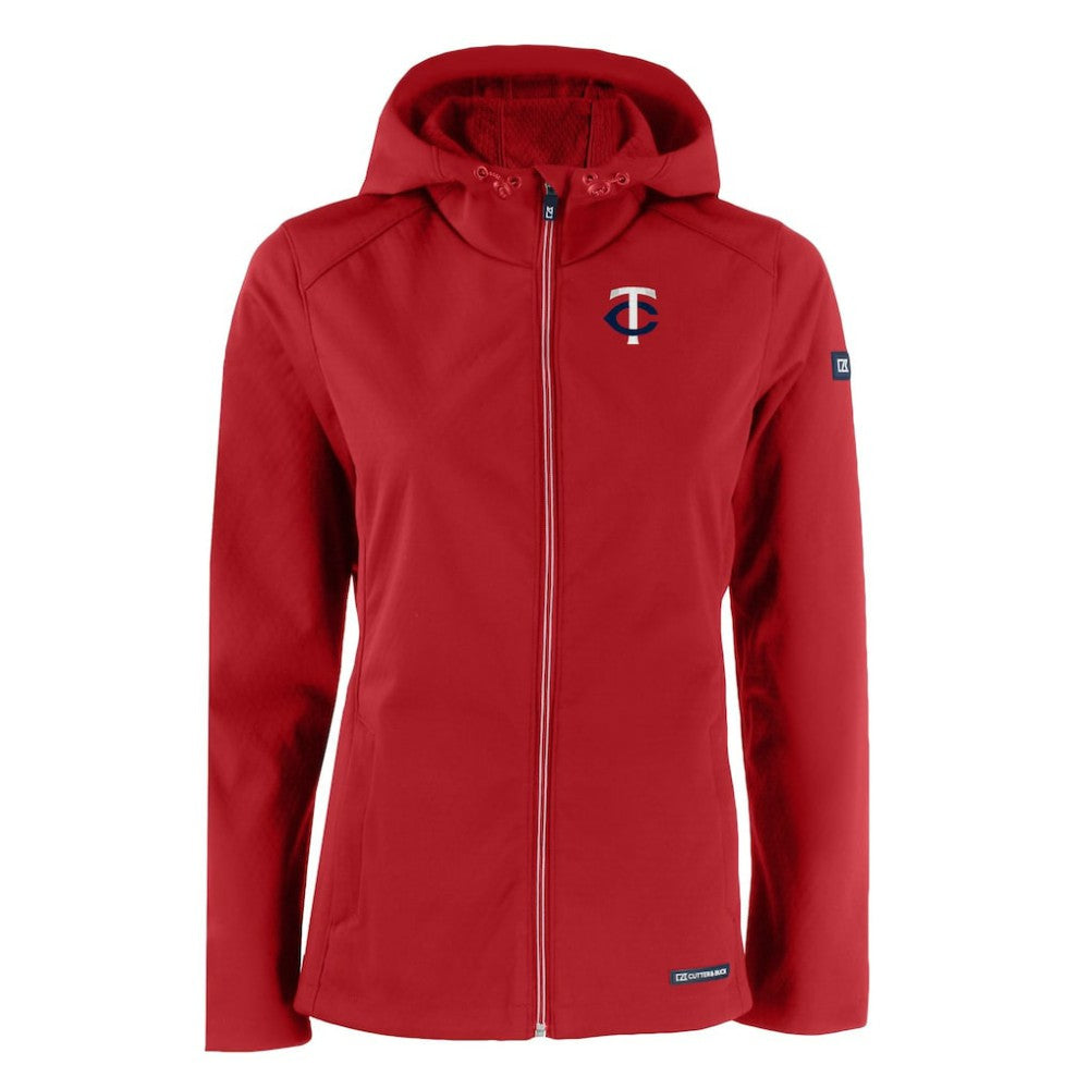 Red Minnesota Twins Cutter & Buck Women's Evoke Eco Softshell Recycled Full-Zip Jacket