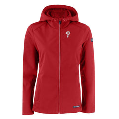 Red Philadelphia Phillies Cutter & Buck Women's Evoke Eco Softshell Recycled Full-Zip Jacket