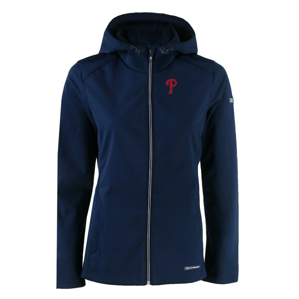 Navy Philadelphia Phillies Cutter & Buck Women's Evoke Eco Softshell Recycled Full-Zip Jacket