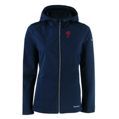 Navy Philadelphia Phillies Cutter & Buck Women's Evoke Eco Softshell Recycled Full-Zip Jacket