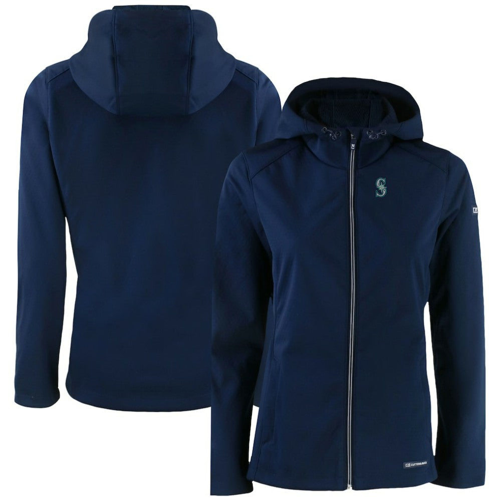 Navy Seattle Mariners Cutter & Buck Women's Evoke Eco Softshell Recycled Full-Zip Jacket