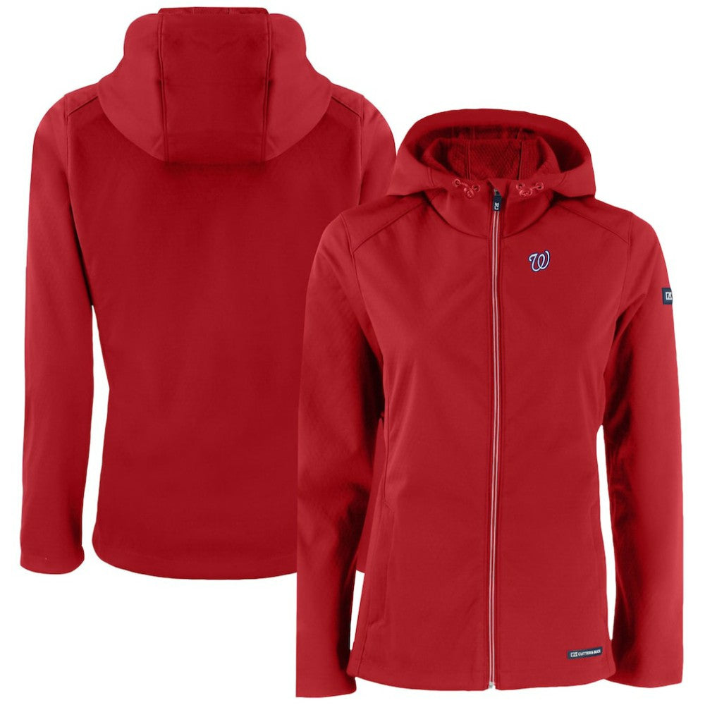 Red Washington Nationals Cutter & Buck Women's Evoke Eco Softshell Recycled Full-Zip Jacket