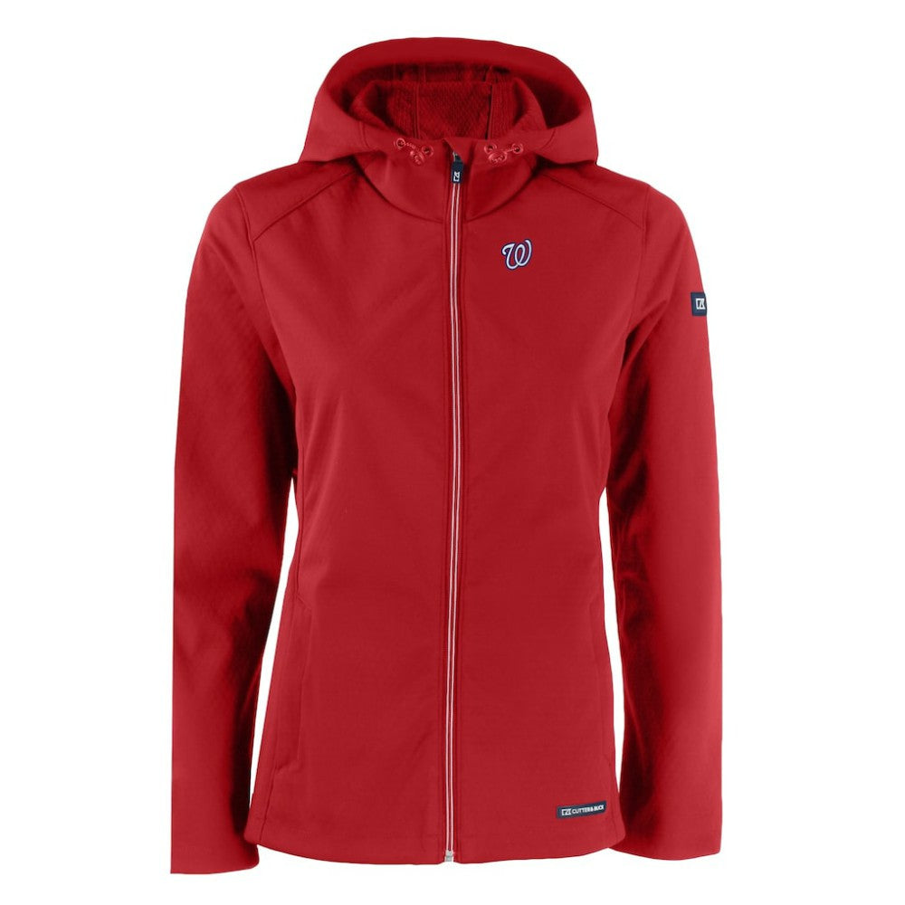 Red Washington Nationals Cutter & Buck Women's Evoke Eco Softshell Recycled Full-Zip Jacket