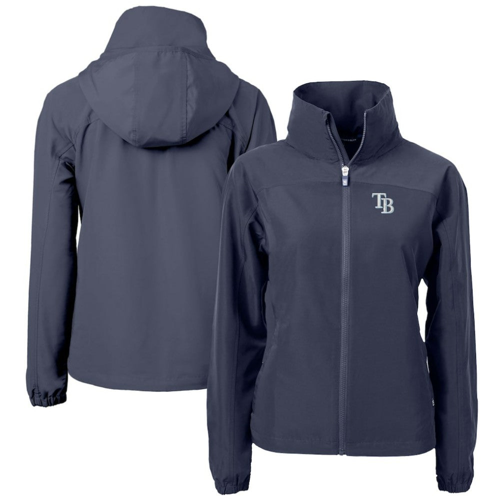 Navy Tampa Bay Rays Cutter & Buck Women's Charter Eco Recycled Full-Zip Jacket