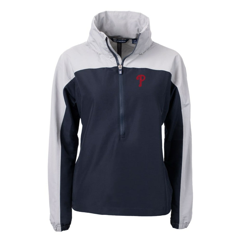 Navy Philadelphia Phillies Cutter & Buck Women's Charter Eco Recycled Half-Zip Anorak Jacket
