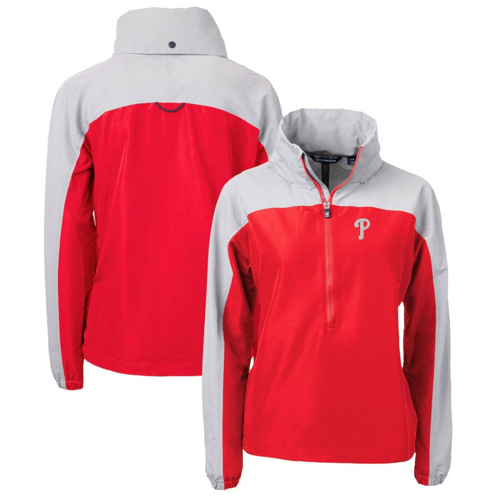 Red Philadelphia Phillies Cutter & Buck Women's Charter Eco Recycled Half-Zip Anorak Jacket