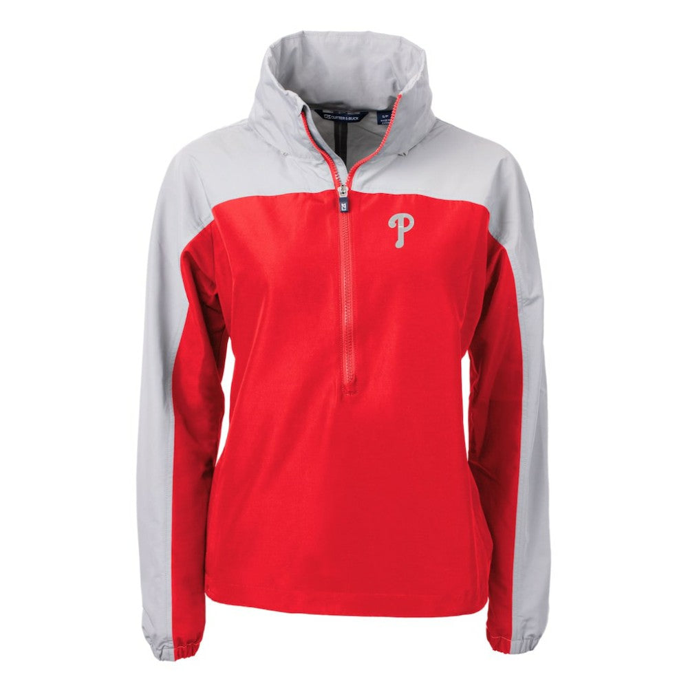 Red Philadelphia Phillies Cutter & Buck Women's Charter Eco Recycled Half-Zip Anorak Jacket