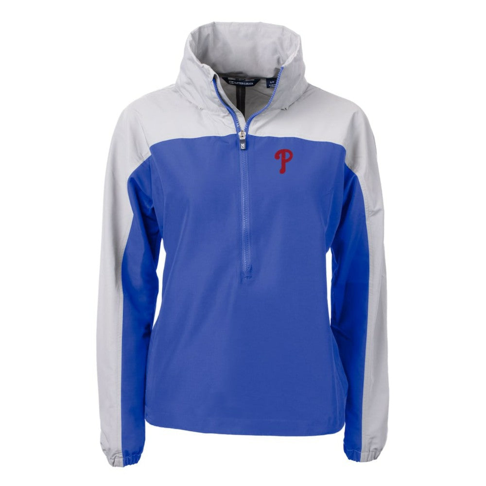 Royal Philadelphia Phillies Cutter & Buck Women's Charter Eco Recycled Half-Zip Anorak Jacket
