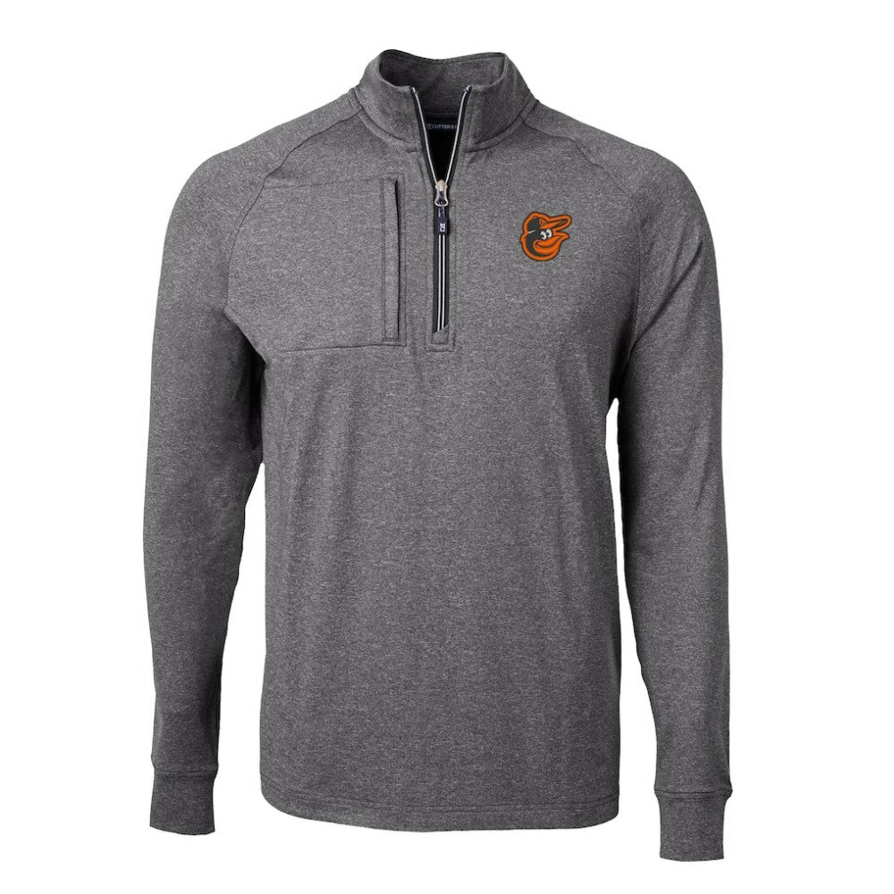Heather Black Baltimore Orioles Cutter & Buck Big & Tall Adapt Eco Knit Stretch Recycled Quarter-Zip Pullover Top