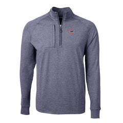 Heather Navy Chicago Cubs Cutter & Buck Big & Tall Adapt Eco Knit Stretch Recycled Quarter-Zip Pullover Top