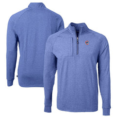 Heather Royal Chicago Cubs Cutter & Buck Big & Tall Adapt Eco Knit Stretch Recycled Quarter-Zip Pullover Top
