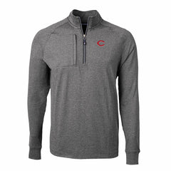 Heather Black Cincinnati Reds Cutter & Buck Big & Tall Adapt Eco Knit Stretch Recycled Quarter-Zip Pullover Top