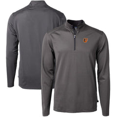 Black/Gray Baltimore Orioles Cutter & Buck Virtue Eco Pique Micro Stripe Big & Tall Recycled Quarter-Zip Pullover Top
