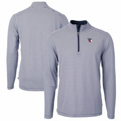 Navy/White Cleveland Guardians Cutter & Buck Virtue Eco Pique Micro Stripe Big & Tall Recycled Quarter-Zip Pullover Top