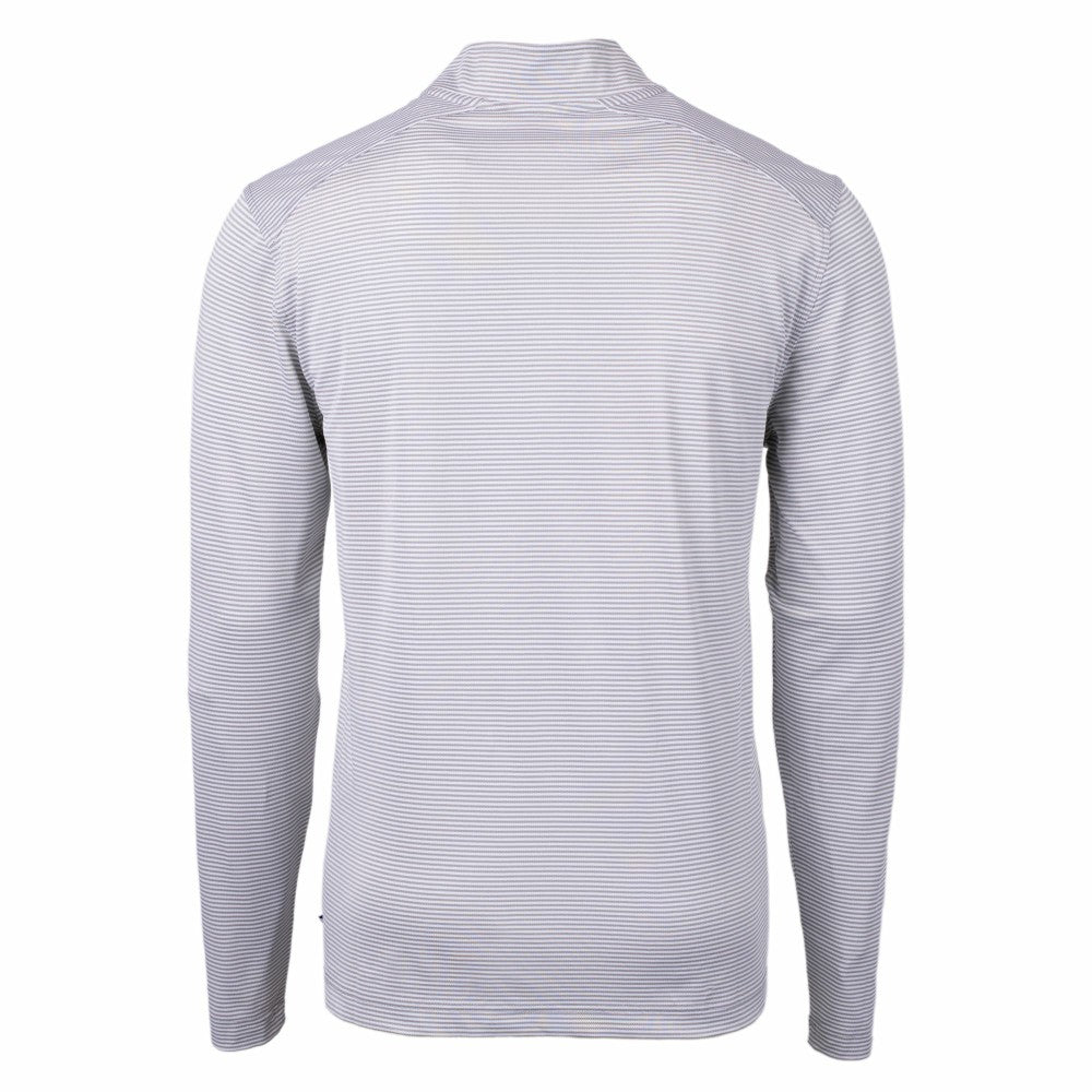 Gray/White Cleveland Guardians Cutter & Buck Virtue Eco Pique Micro Stripe Big & Tall Recycled Quarter-Zip Pullover Top