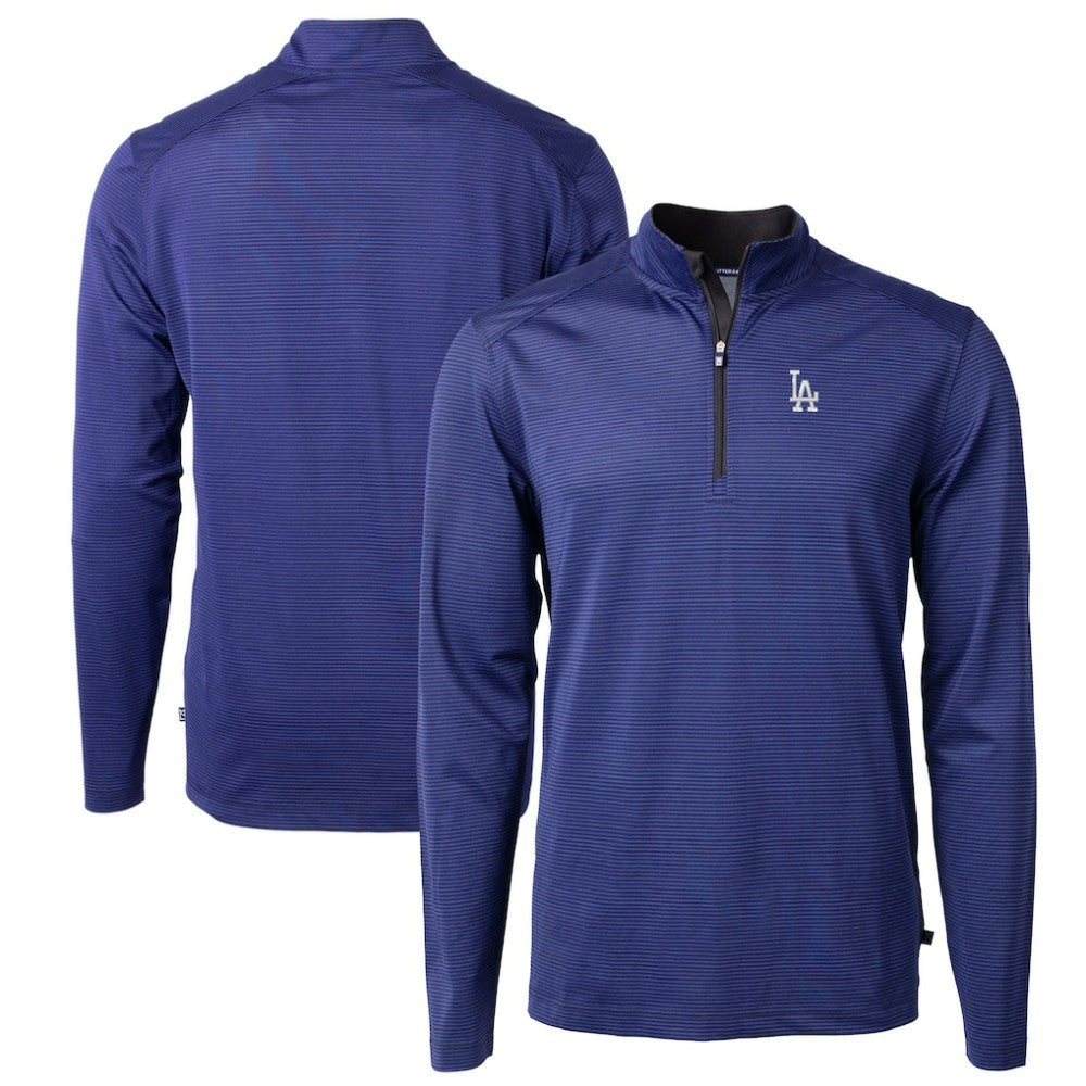Royal/Black Los Angeles Dodgers Cutter & Buck Virtue Eco Pique Micro Stripe Big & Tall Recycled Quarter-Zip Pullover Top