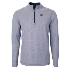Navy/White Washington Nationals Cutter & Buck Virtue Eco Pique Micro Stripe Big & Tall Recycled Quarter-Zip Pullover Top