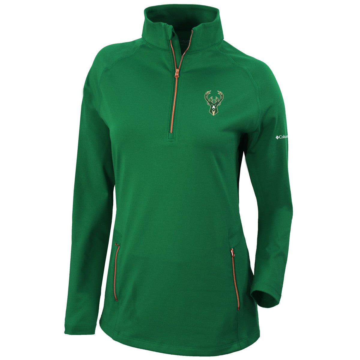 Columbia Milwaukee Bucks Women's Omni-Wick Outward Nine Quarter-Zip Pullover Top