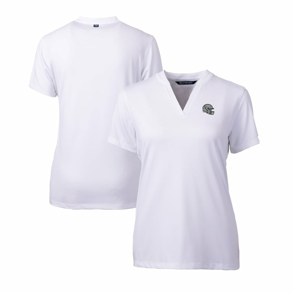Cutter & Buck Women's Helmet Logo DryTec Forge Stretch V-Neck Blade Top - Las Vegas Raiders Tops