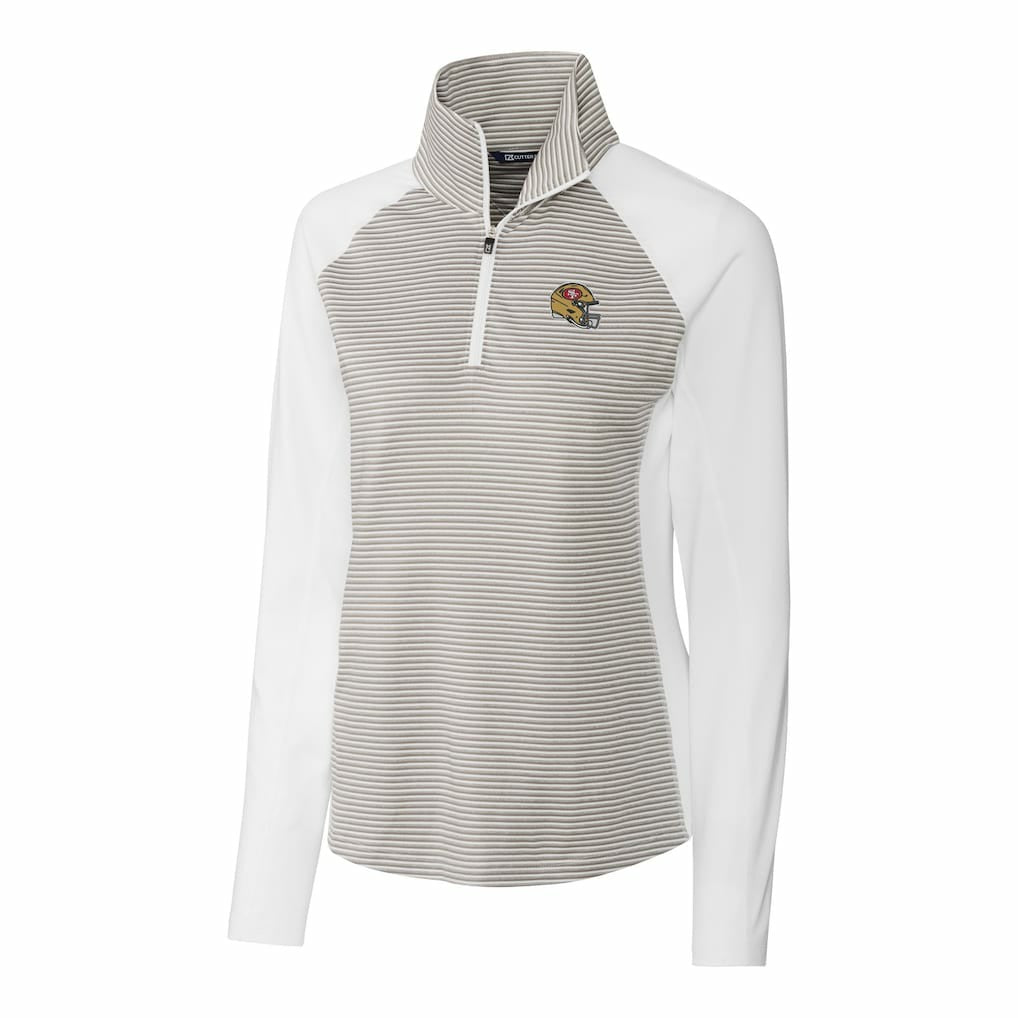 Cutter & Buck Women's Helmet Logo DryTec Forge Tonal Stripe Stretch Half-Zip Top - San Francisco 49ers Tops