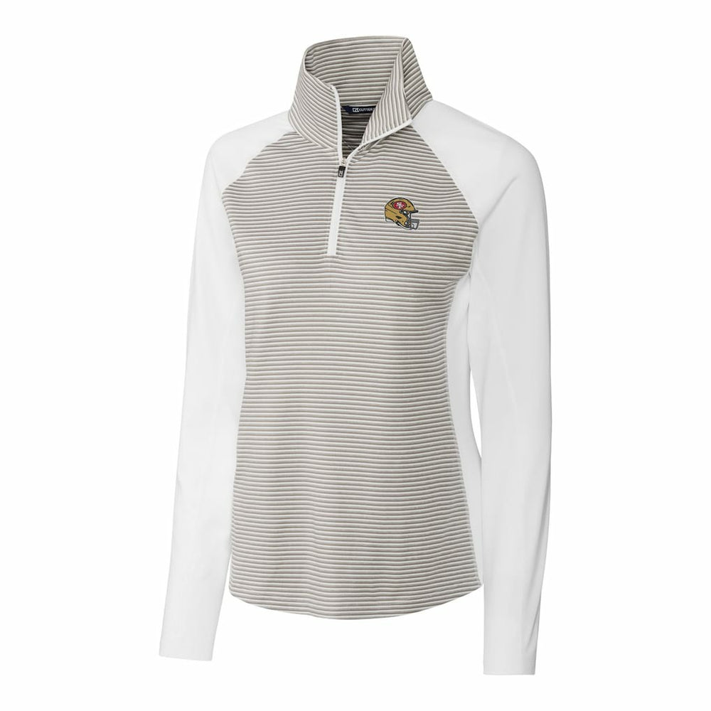 Cutter & Buck Women's Helmet Logo DryTec Forge Tonal Stripe Stretch Half-Zip Top - San Francisco 49ers Tops