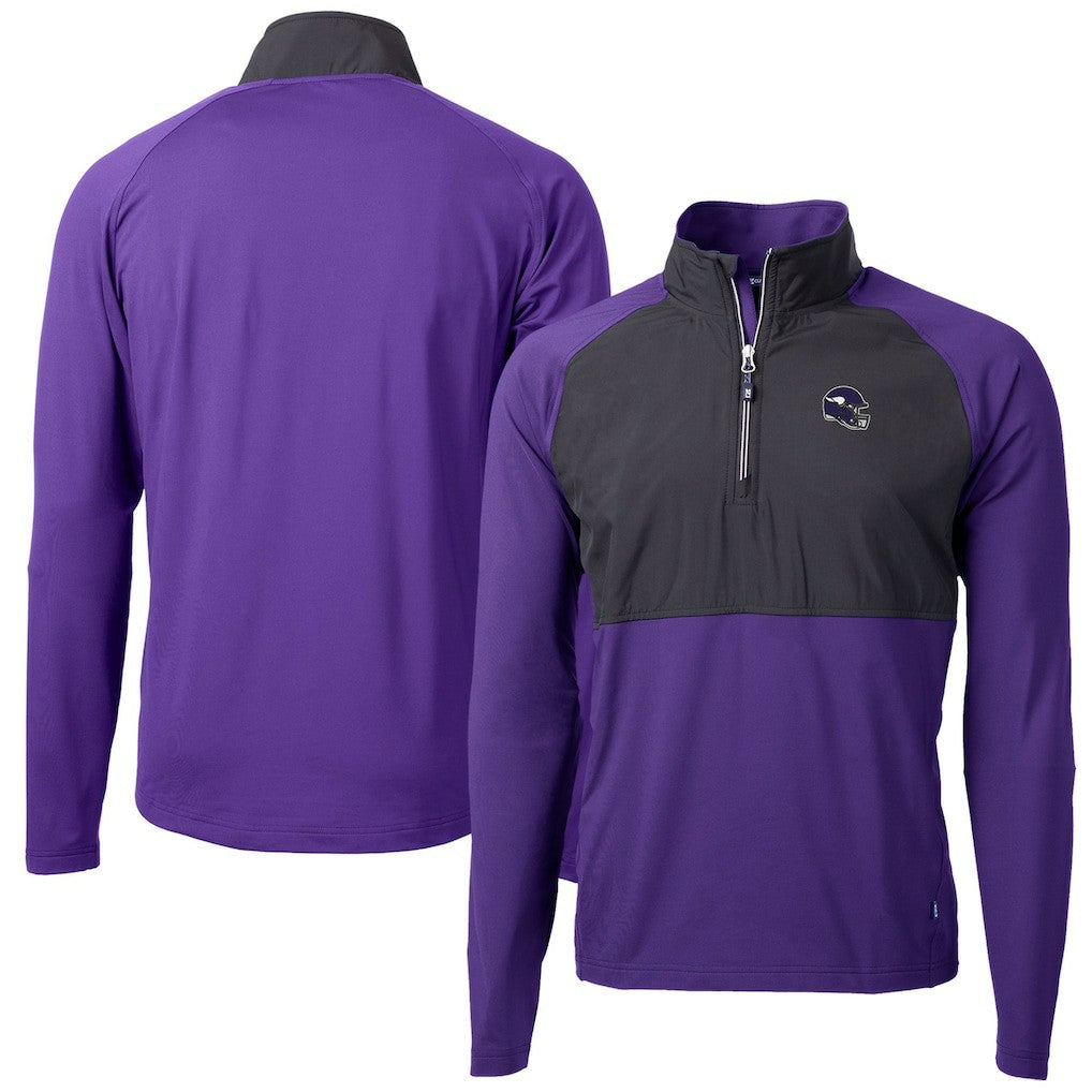 Cutter & Buck Helmet Adapt Eco Knit Hybrid Recycled Quarter-Zip Pullover Top - Minnesota Vikings Pullover