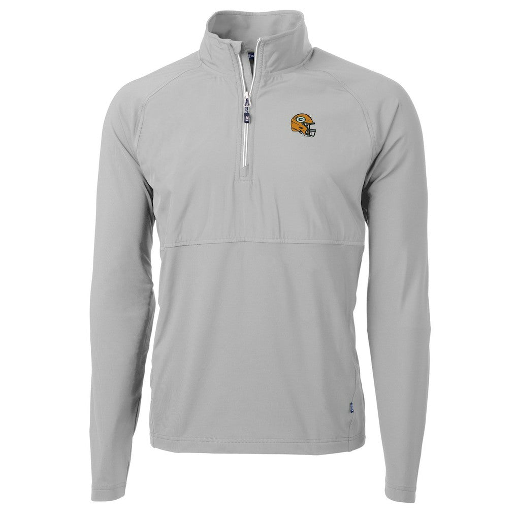 Cutter & Buck Helmet Adapt Eco Knit Hybrid Recycled Quarter-Zip Pullover Top - Green Bay Packers Pullover