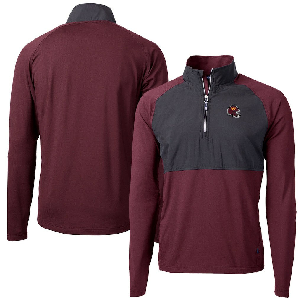 Cutter & Buck Helmet Adapt Eco Knit Hybrid Recycled Quarter-Zip Pullover Top - Washington Commanders Pullover