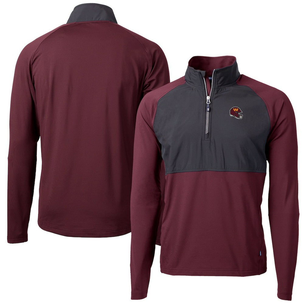 Cutter & Buck Helmet Adapt Eco Knit Hybrid Recycled Quarter-Zip Pullover Top - Washington Commanders Pullover