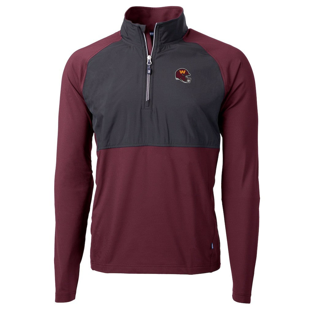 Cutter & Buck Helmet Adapt Eco Knit Hybrid Recycled Quarter-Zip Pullover Top - Washington Commanders Pullover