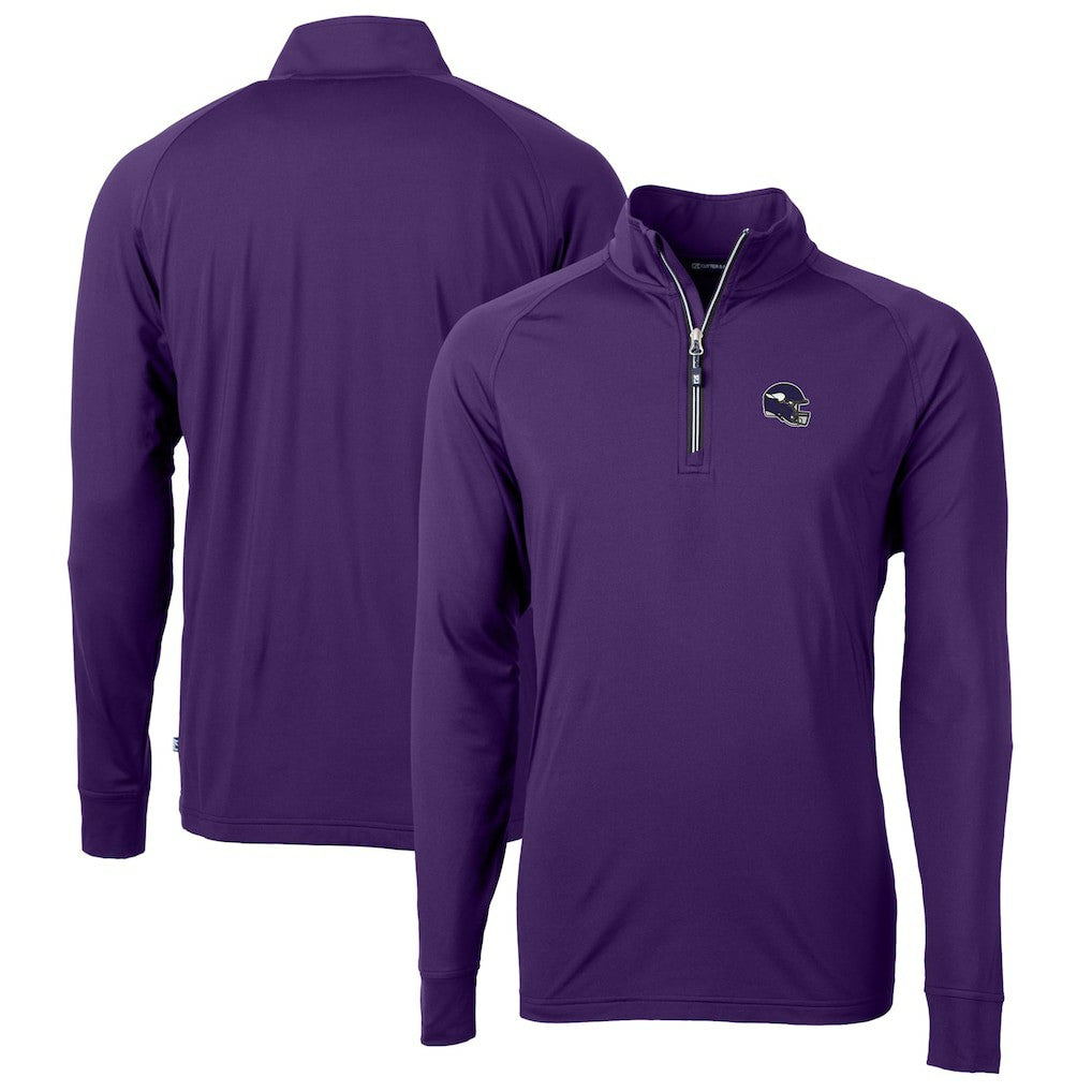 Cutter & Buck Helmet Adapt Eco Knit Stretch Recycled Quarter-Zip Pullover Top - Minnesota Vikings Pullover