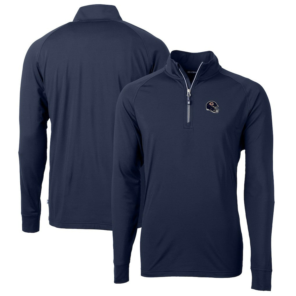 Cutter & Buck Helmet Adapt Eco Knit Stretch Recycled Quarter-Zip Pullover Top - Chicago Bears Pullover