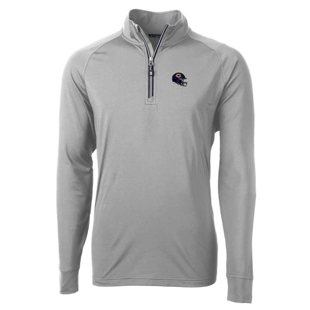 Cutter & Buck Helmet Adapt Eco Knit Stretch Recycled Quarter-Zip Pullover Top - Chicago Bears Pullover