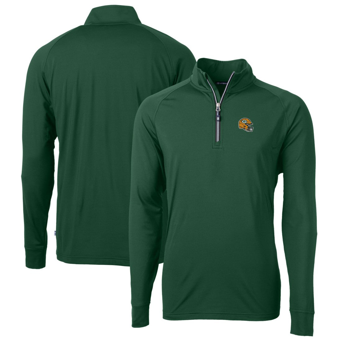Cutter & Buck Helmet Adapt Eco Knit Stretch Recycled Quarter-Zip Pullover Top - Green Bay Packers Pullover