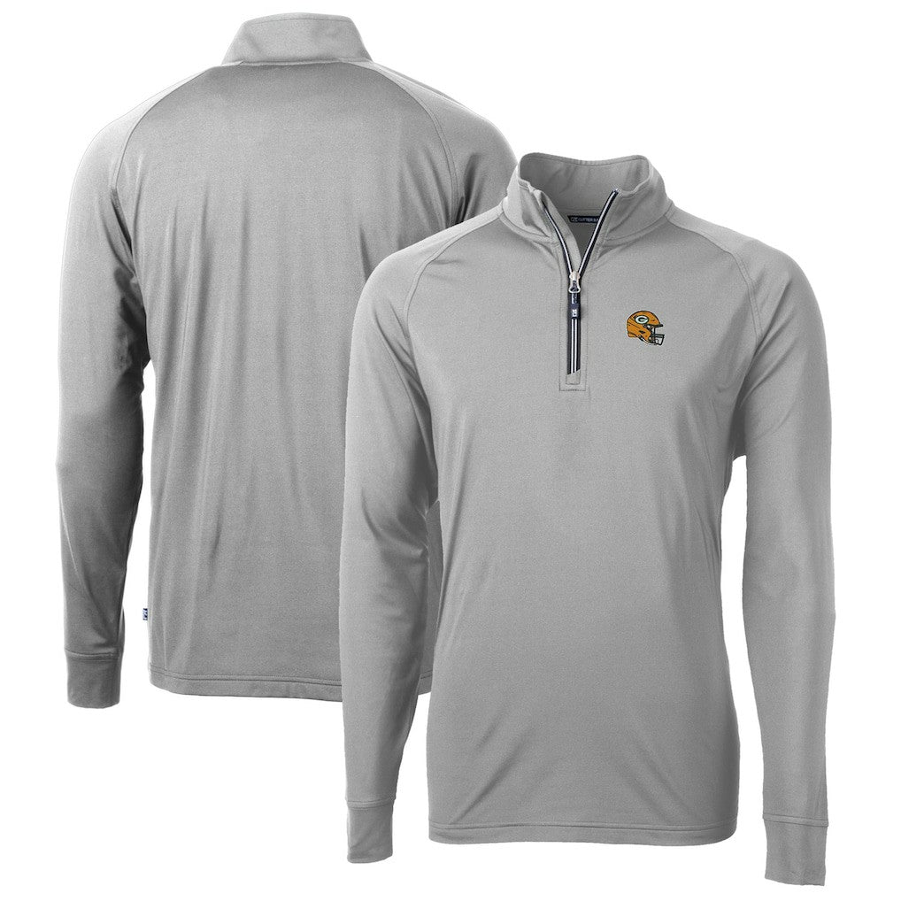 Cutter & Buck Helmet Adapt Eco Knit Stretch Recycled Quarter-Zip Pullover Top - Green Bay Packers Pullover