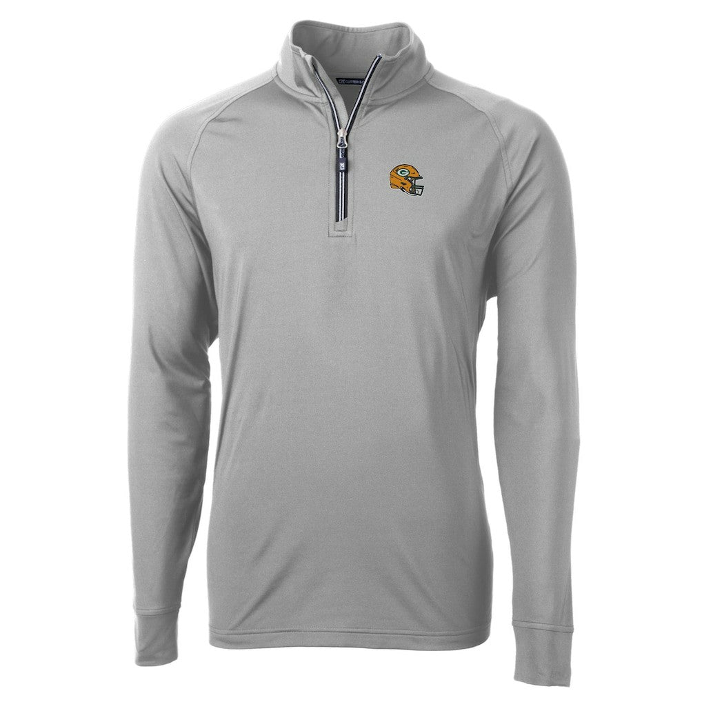 Cutter & Buck Helmet Adapt Eco Knit Stretch Recycled Quarter-Zip Pullover Top - Green Bay Packers Pullover
