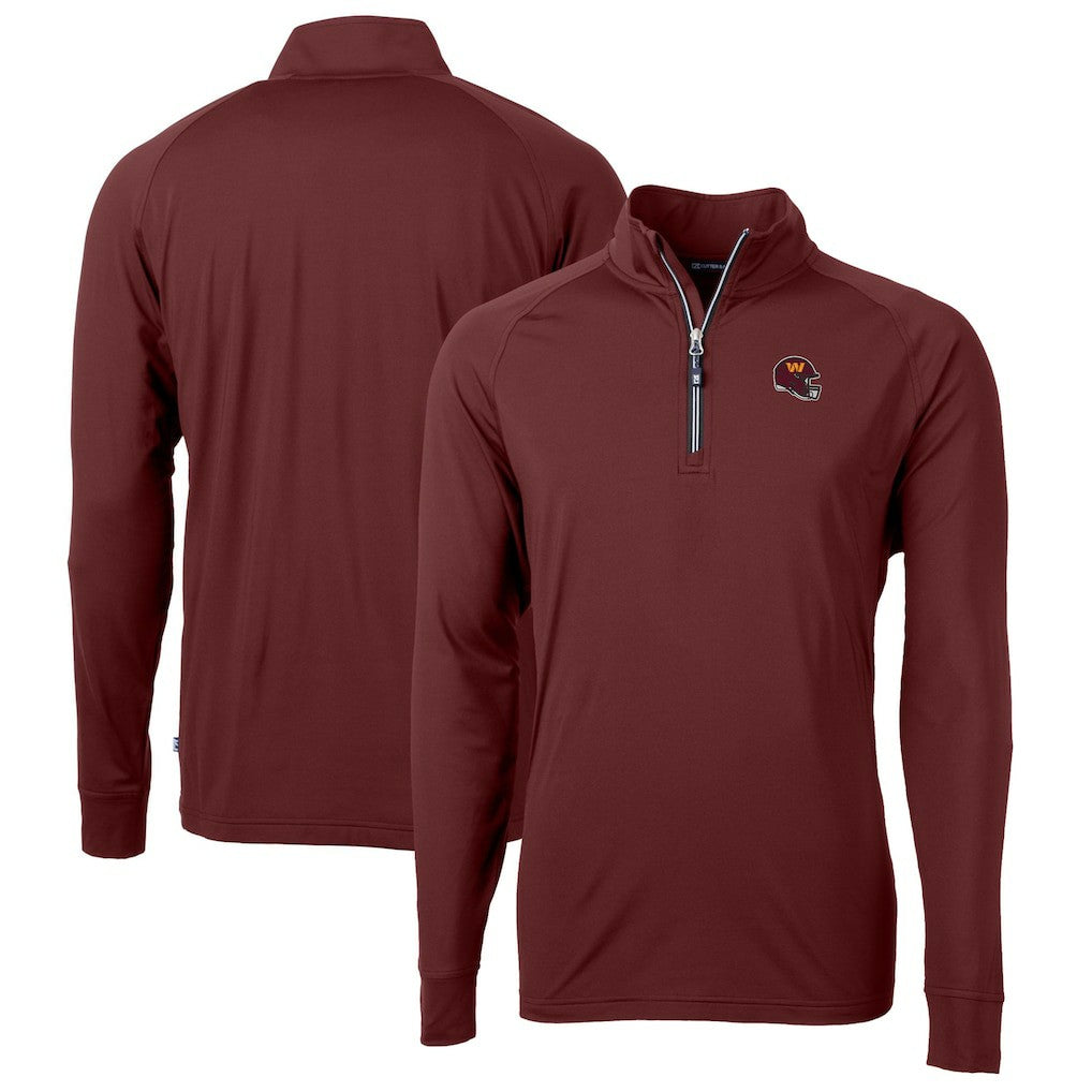 Cutter & Buck Helmet Adapt Eco Knit Stretch Recycled Quarter-Zip Pullover Top - Washington Commanders Pullover