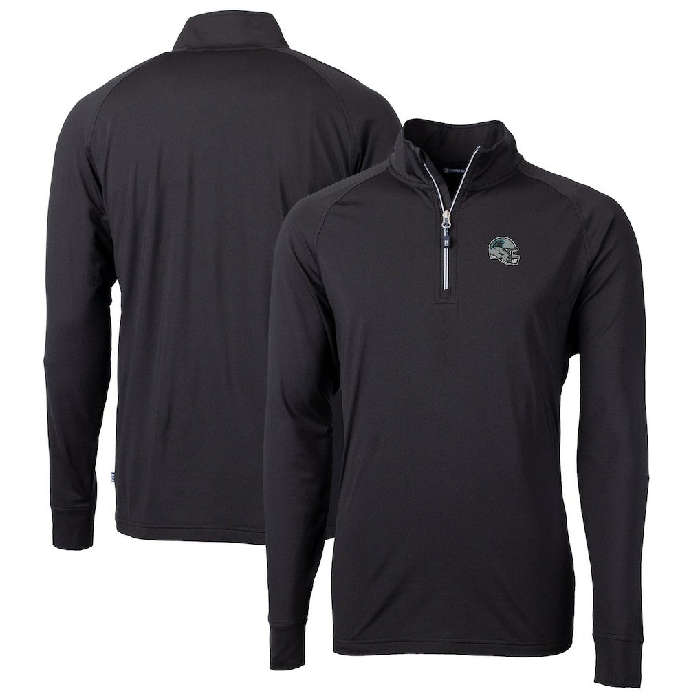 Cutter & Buck Helmet Adapt Eco Knit Stretch Recycled Quarter-Zip Pullover Top - Carolina Panthers Pullover