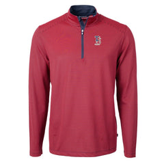 Red Boston Red Sox Cutter & Buck Americana Logo Virtue Eco Pique Stripe Recycled Quarter-Zip Pullover Top