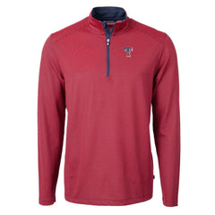 Red Texas Rangers Cutter & Buck Americana Logo Virtue Eco Pique Stripe Recycled Quarter-Zip Pullover Top
