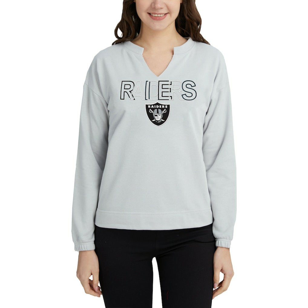Concepts Sport Women's Sunray Notch Neck Long Sleeve Top - Las Vegas Raiders Tops