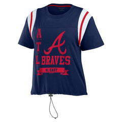 Navy Atlanta Braves WEAR by Erin Andrews Women's Cinched Colorblock T-Shirt