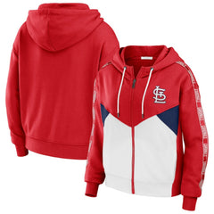 Red/White St. Louis Cardinals WEAR by Erin Andrews Women's  Color Block Full-Zip Hoodie