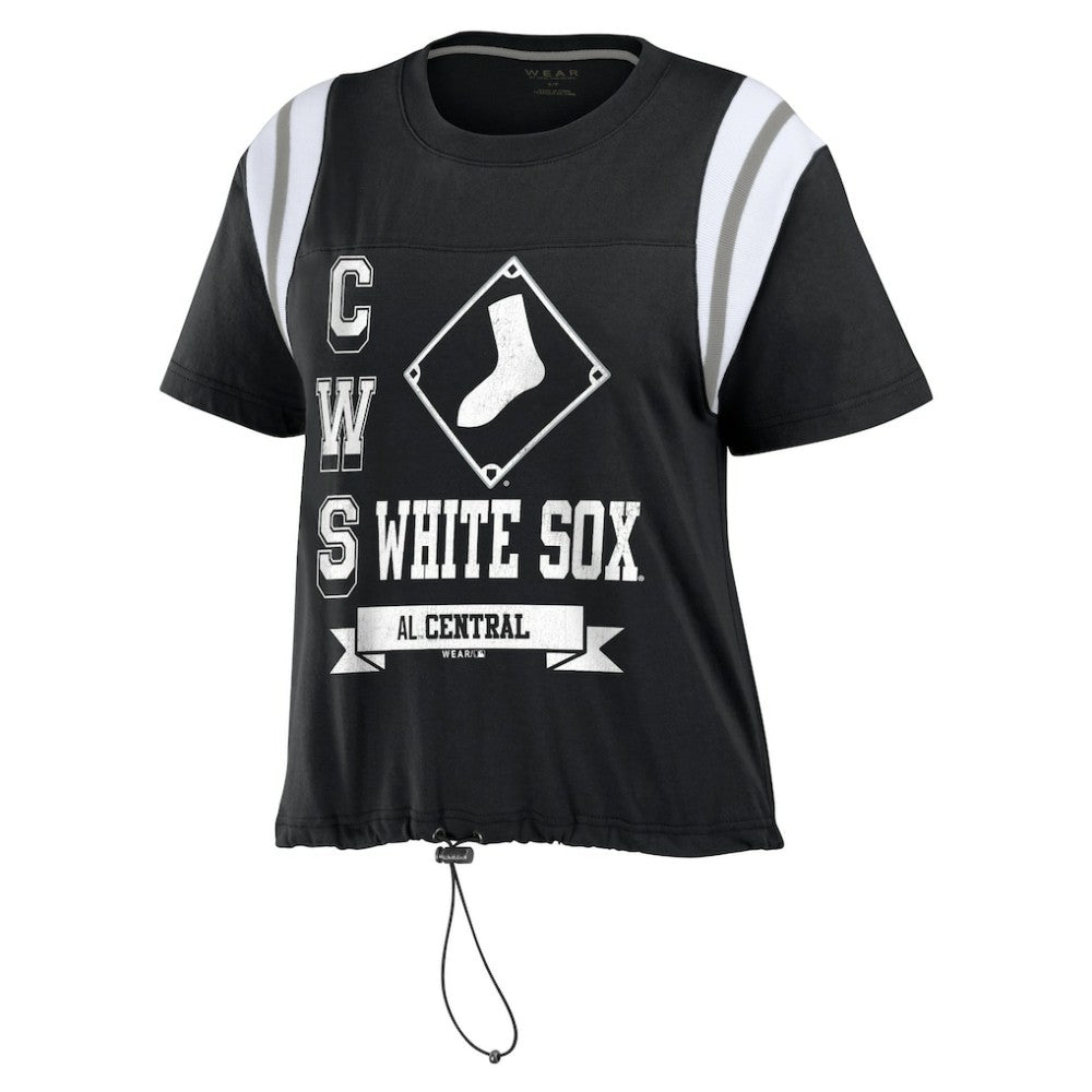 Black Chicago White Sox WEAR by Erin Andrews Women's Cinched Colorblock T-Shirt