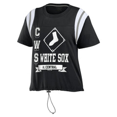 Black Chicago White Sox WEAR by Erin Andrews Women's Cinched Colorblock T-Shirt