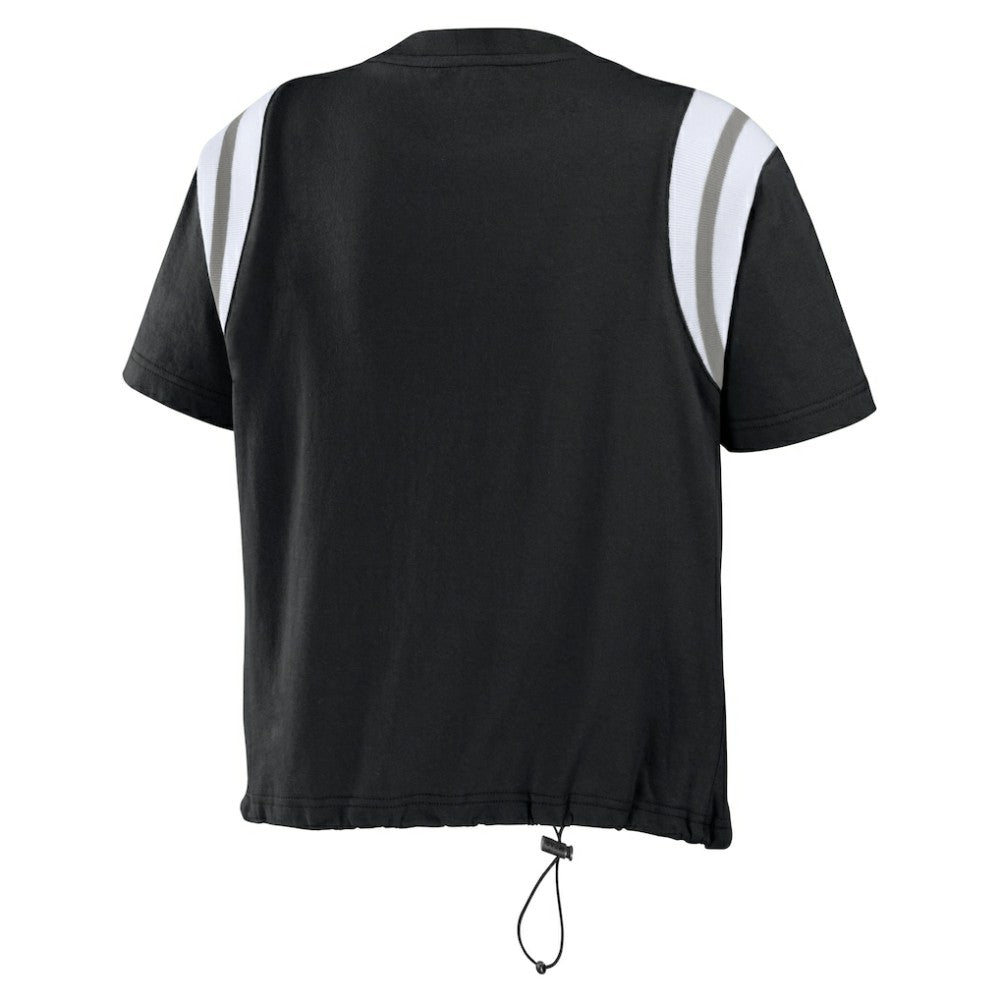 Black Chicago White Sox WEAR by Erin Andrews Women's Cinched Colorblock T-Shirt